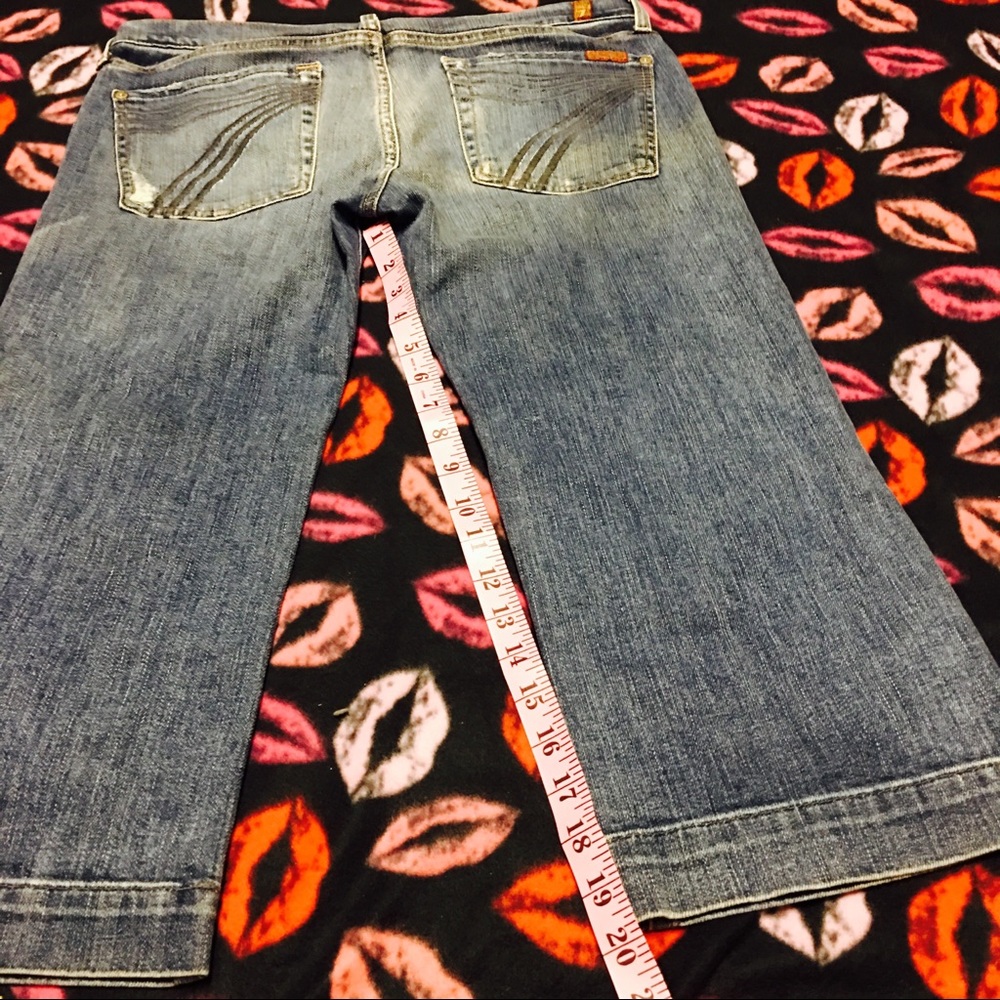 7 for All Mankind Distressed Crop Dojo Wide Capri - Picture 5 of 8